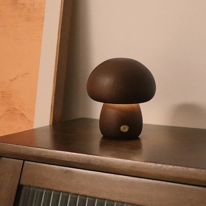Houten LED Nachtlamp in Paddenstoelvorm