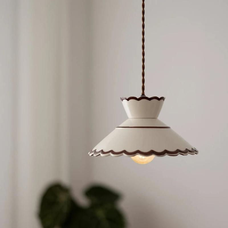 Vintage Keramieken Hanglamp met Koperaccent