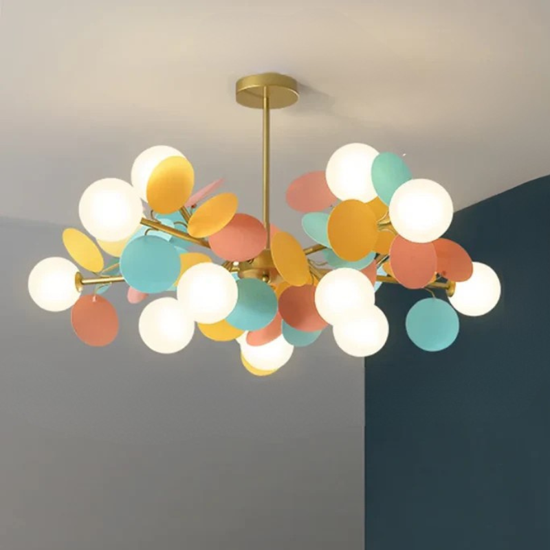 Kleurrijke LED Hanglamp met Glazen Bloemdesign