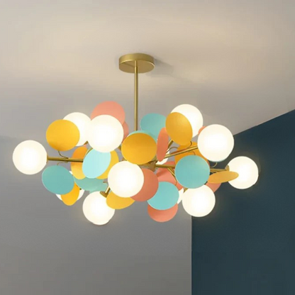 Kleurrijke LED Hanglamp met Glazen Bloemdesign