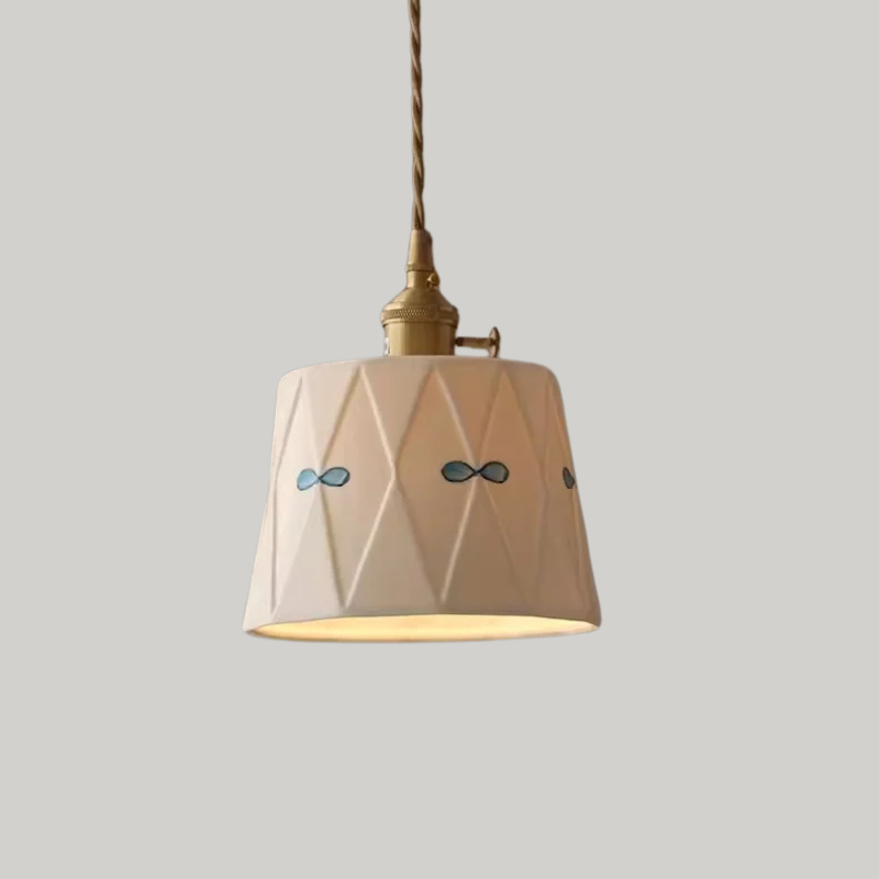 Scandinavische Keramische LED Hanglamp met Walnoothout