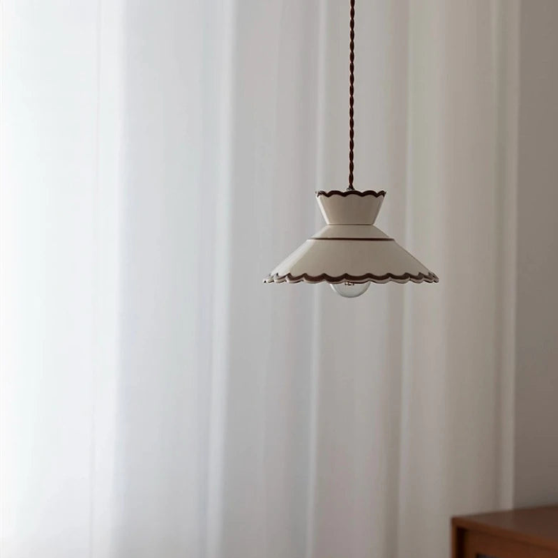 Vintage Keramieken Hanglamp met Koperaccent