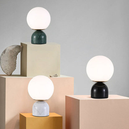 Moderne Glazen Nachtkastlamp met Marmeren Voet