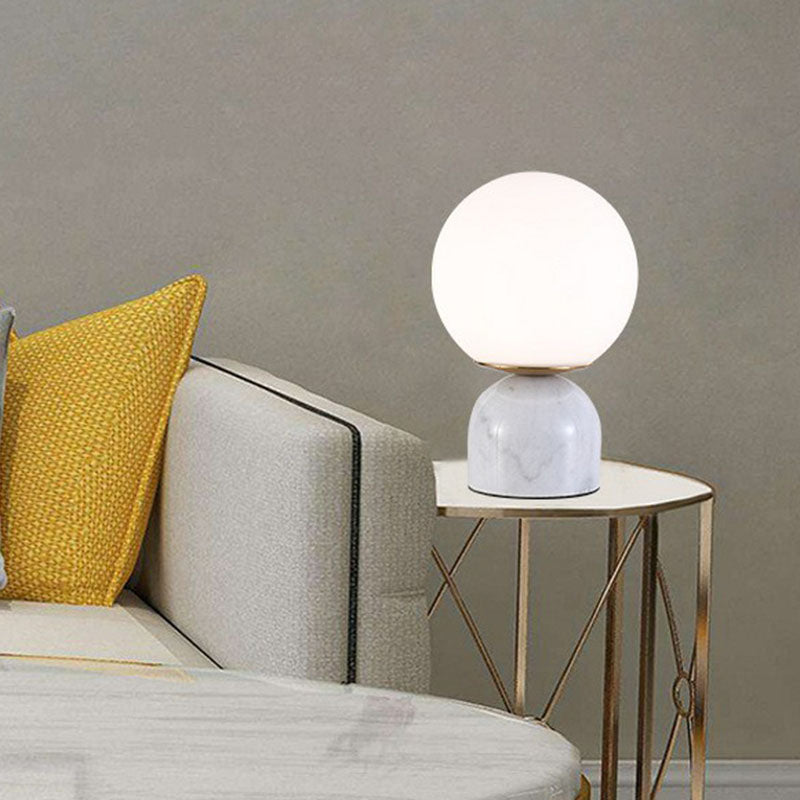 Moderne Glazen Nachtkastlamp met Marmeren Voet