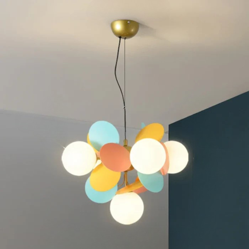 Kleurrijke LED Hanglamp met Glazen Bloemdesign