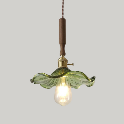 Scandinavische Keramische LED Hanglamp met Walnoothout