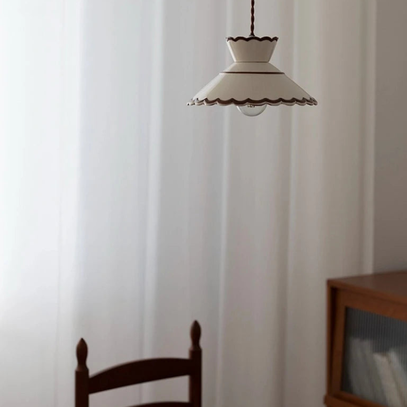 Vintage Keramieken Hanglamp met Koperaccent