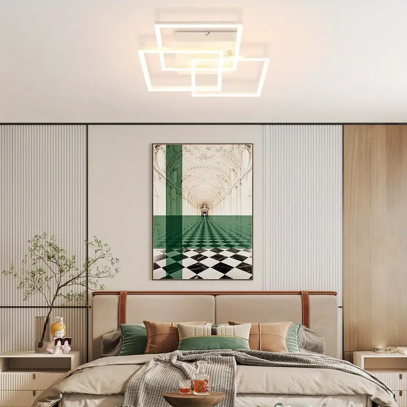 Dimbare LED Plafondlamp met Afstandsbediening en Modern Geometrisch Design