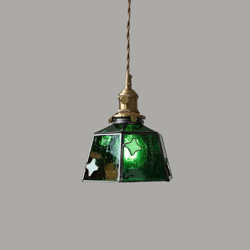 Luxe Walnoothouten Glazen Hanglamp