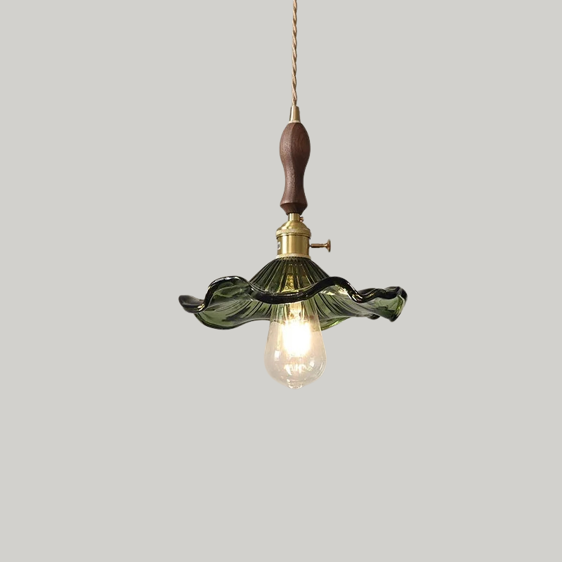 Scandinavische Keramische LED Hanglamp met Walnoothout