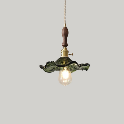 Scandinavische Keramische LED Hanglamp met Walnoothout
