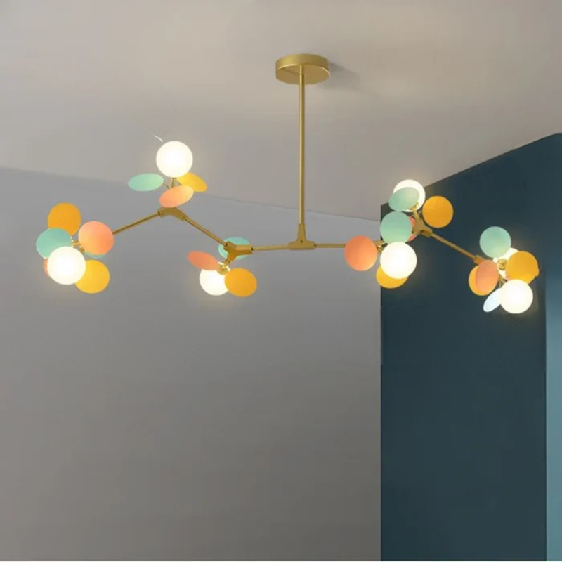 Kleurrijke LED Hanglamp met Glazen Bloemdesign