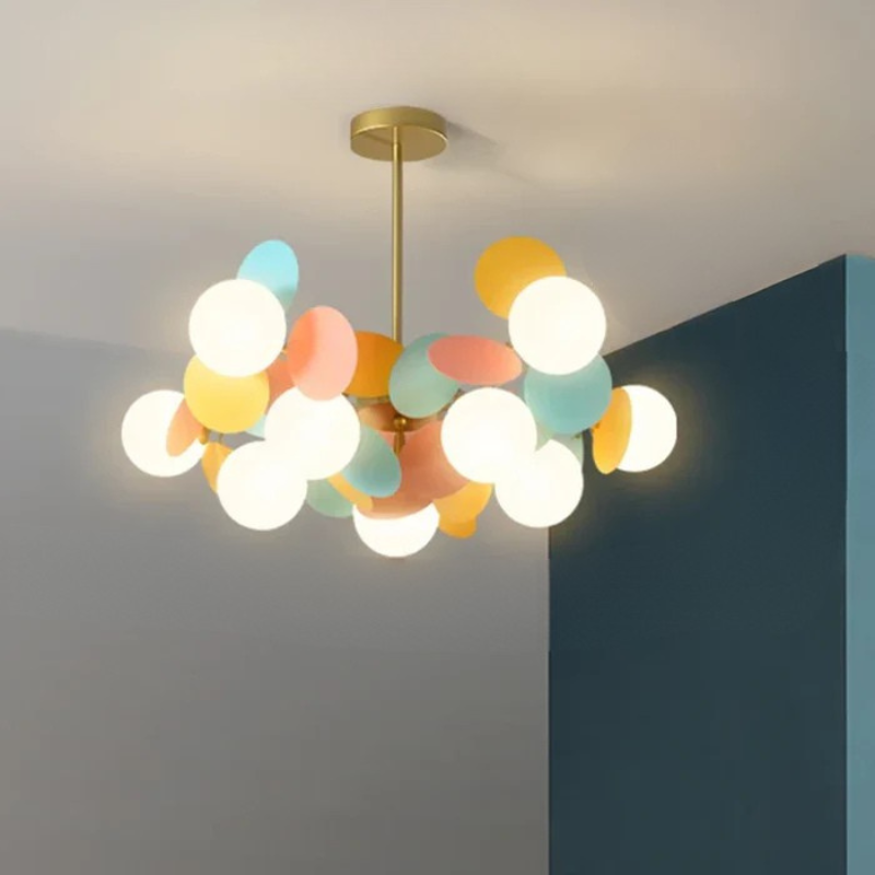 Kleurrijke LED Hanglamp met Glazen Bloemdesign