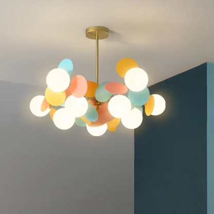 Kleurrijke LED Hanglamp met Glazen Bloemdesign