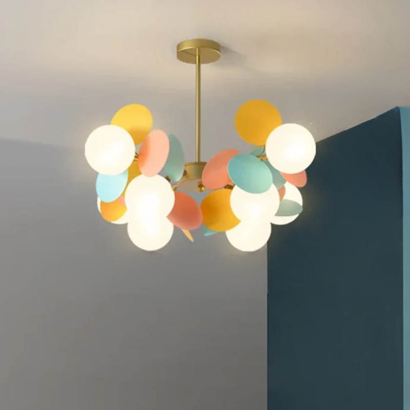 Kleurrijke LED Hanglamp met Glazen Bloemdesign