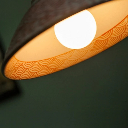 Vintage Keramieken Hanglamp met Koperaccent