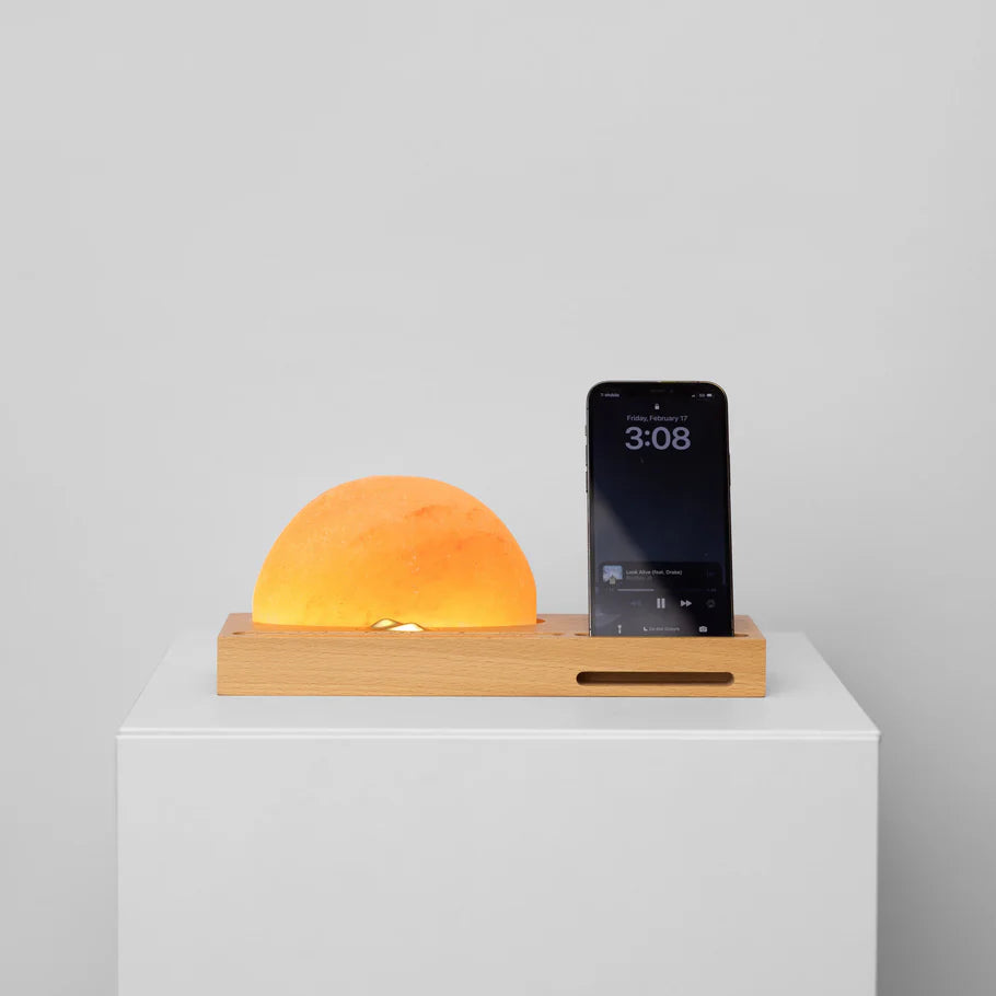 Zonsopgang Himalaya Zoutlamp met Draadloze Oplader