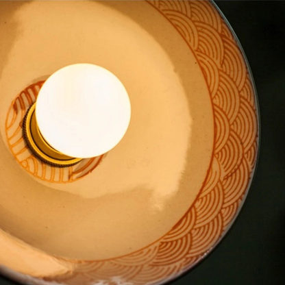 Vintage Keramieken Hanglamp met Koperaccent