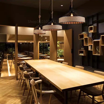 Henneptouw Hanglamp – Klassieke Industriële Plafondlamp