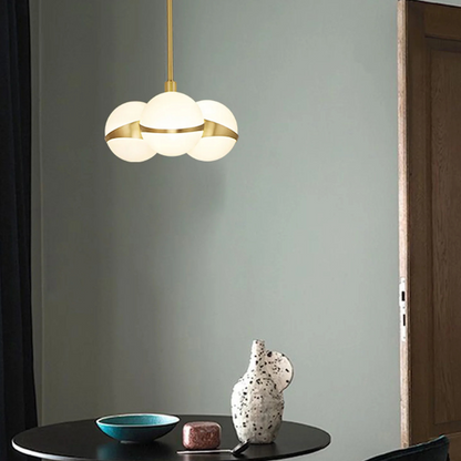 Minimalistische Luxe Messing & Glas Chandelier