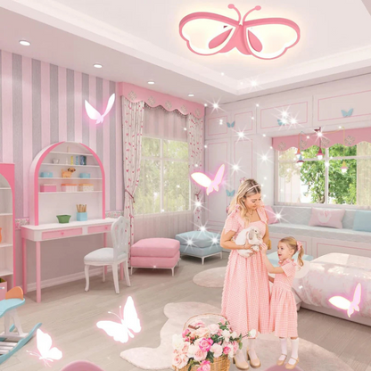 Vlinder Plafondlamp – 3-Kleuren LED – Roze Design voor Kinderkamer en Woonruimte