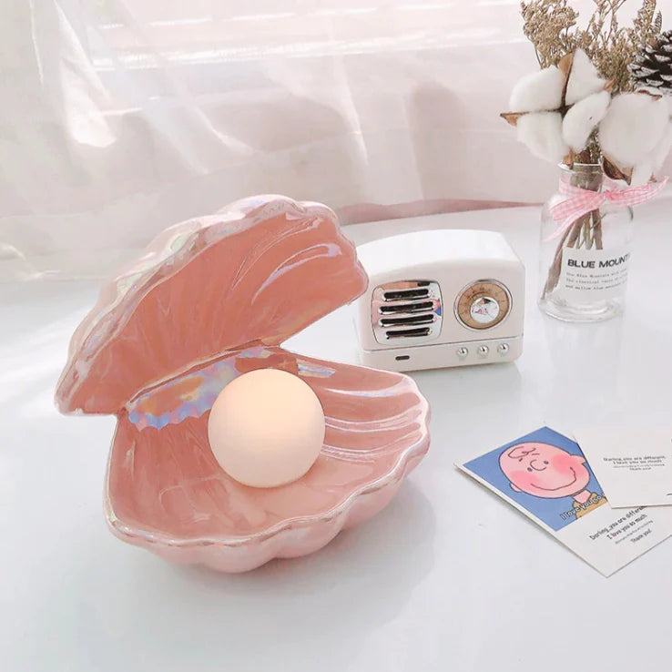 Warme LED Zeemeermin Parel Nachtlamp