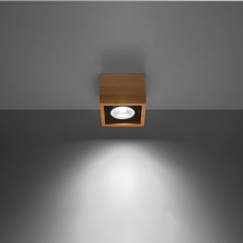 Moderne Vierkante Plafondlamp van Natuurlijk Hout