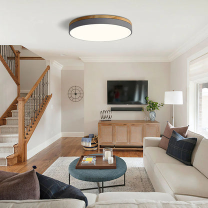Houten Plafondlamp Flush Mount Rond