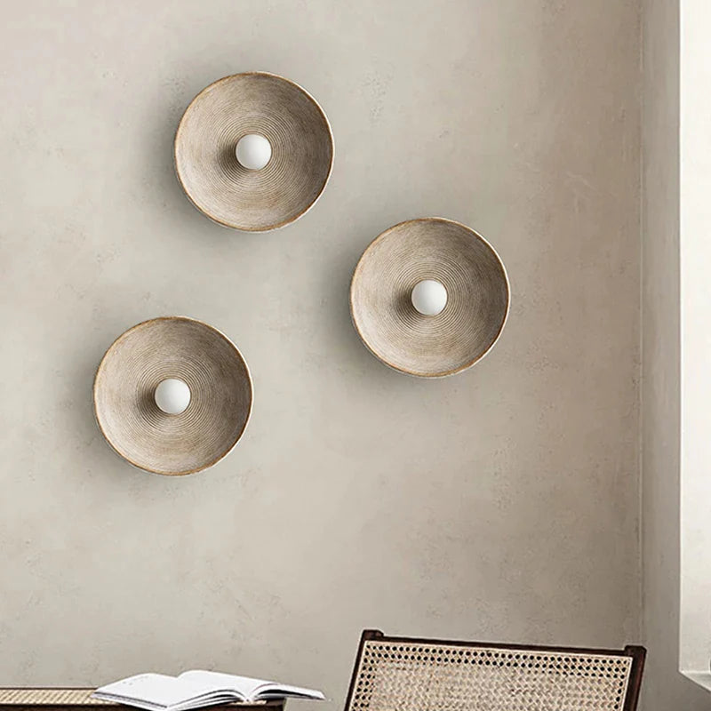 Retro Keramische Stijl Hars Ronde LED Wandlamp