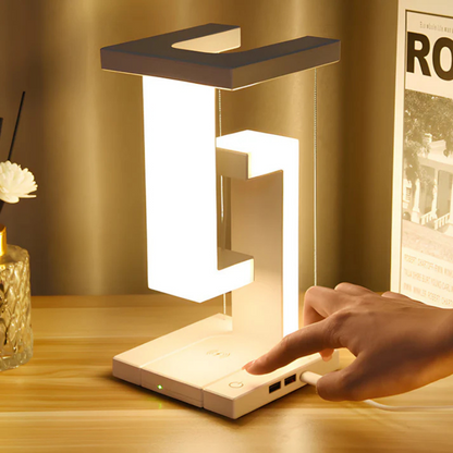 Zwevende Tafellamp met USB & Draadloos Opladen