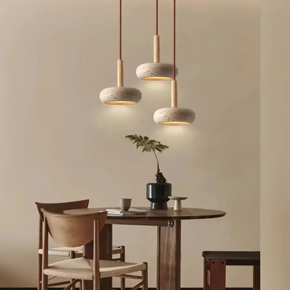 Zonnesteen Rond Travertin Hanglamp