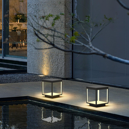 Moderne Vierkante Frame Zonne-Energie Buitenlamp