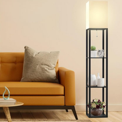 Boekenkast met Ingebouwde Lamp met Opbergrekken