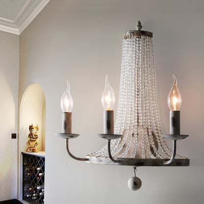 Vintage Landelijke Kaarsen Kristallen Wandlamp