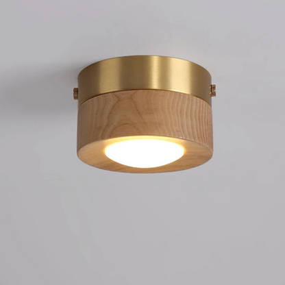 Walnoot Houten Plafondlamp met LED Spotlight