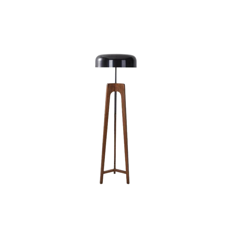 Luxe Houten en Chroom Vloerlamp