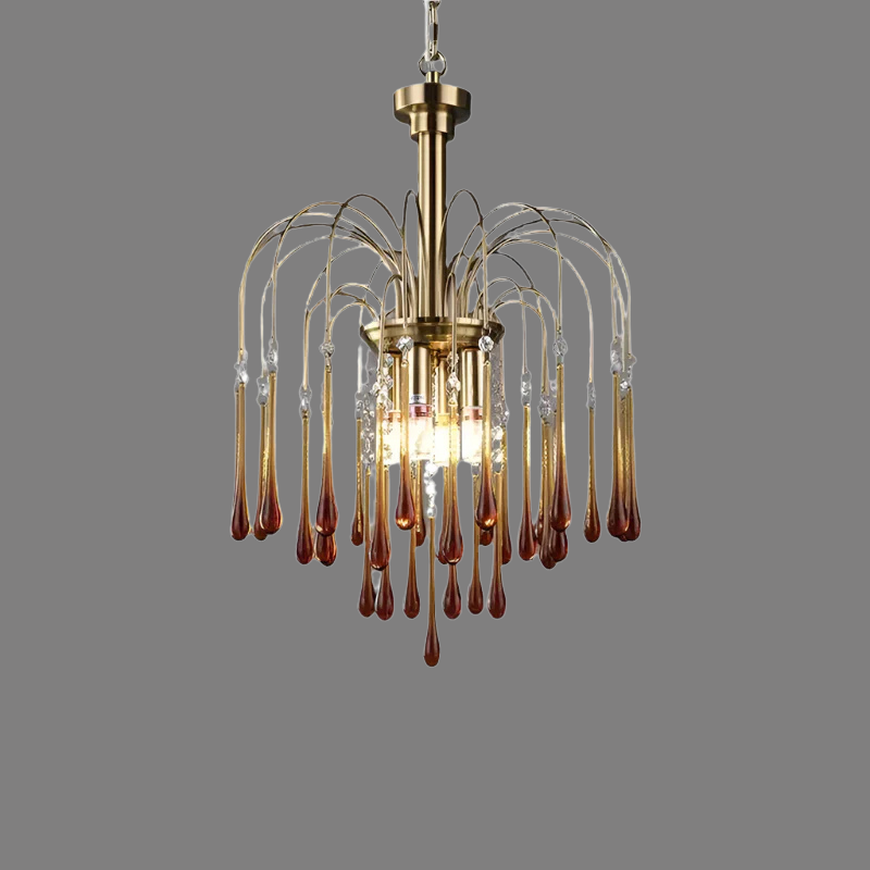 Teardrop Luxe Kristallen Waterval Messing Kroonluchter