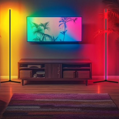 Aurora LED Vloerlamp | Slimme Sfeerverlichting met Muziek- & App-bediening