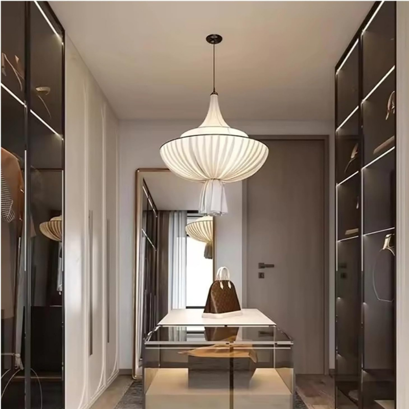 Franse Stijl Stoffen KapHanglamp met Warme Licht