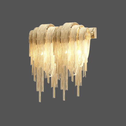 Luxe Ambockel Wandlamp met Aluminium Kettingdetails