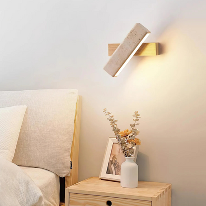 Rectangle Wandlamp van Travertijn & Hout