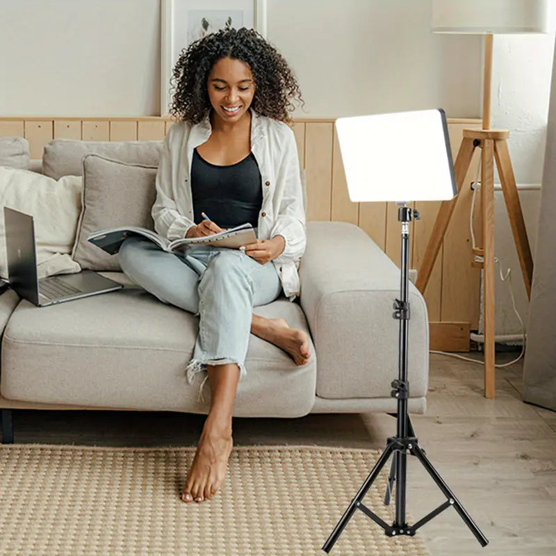 LumaGlow | Live Streaming Plat paneel Ringlamp met Statief en USB-Aansluiting