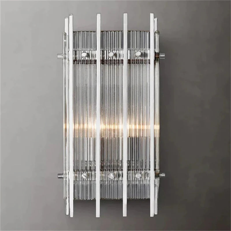 Luxe Rechthoekige Wandarmatuur 17″H van Glas en Messing