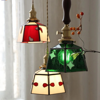 Luxe Walnoothouten Glazen Hanglamp