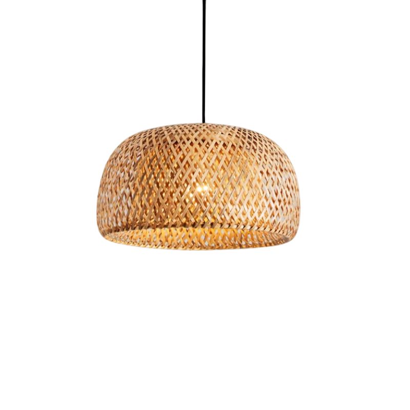 Rotan Hanglamp met Stoffen Kap