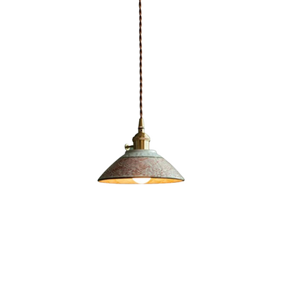 Vintage Keramieken Hanglamp met Koperaccent