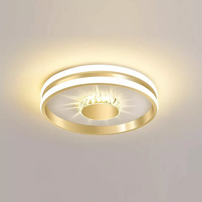 Gouden Kristallen LED Plafondlamp voor Hal – Elegante Sfeer in Slaapkamer en Gang