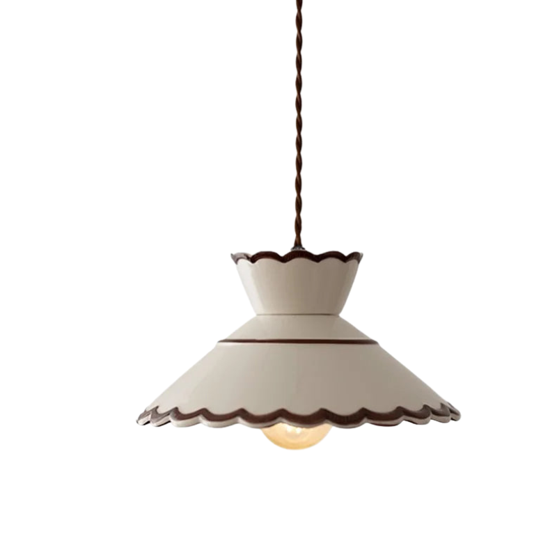 Vintage Keramieken Hanglamp met Koperaccent