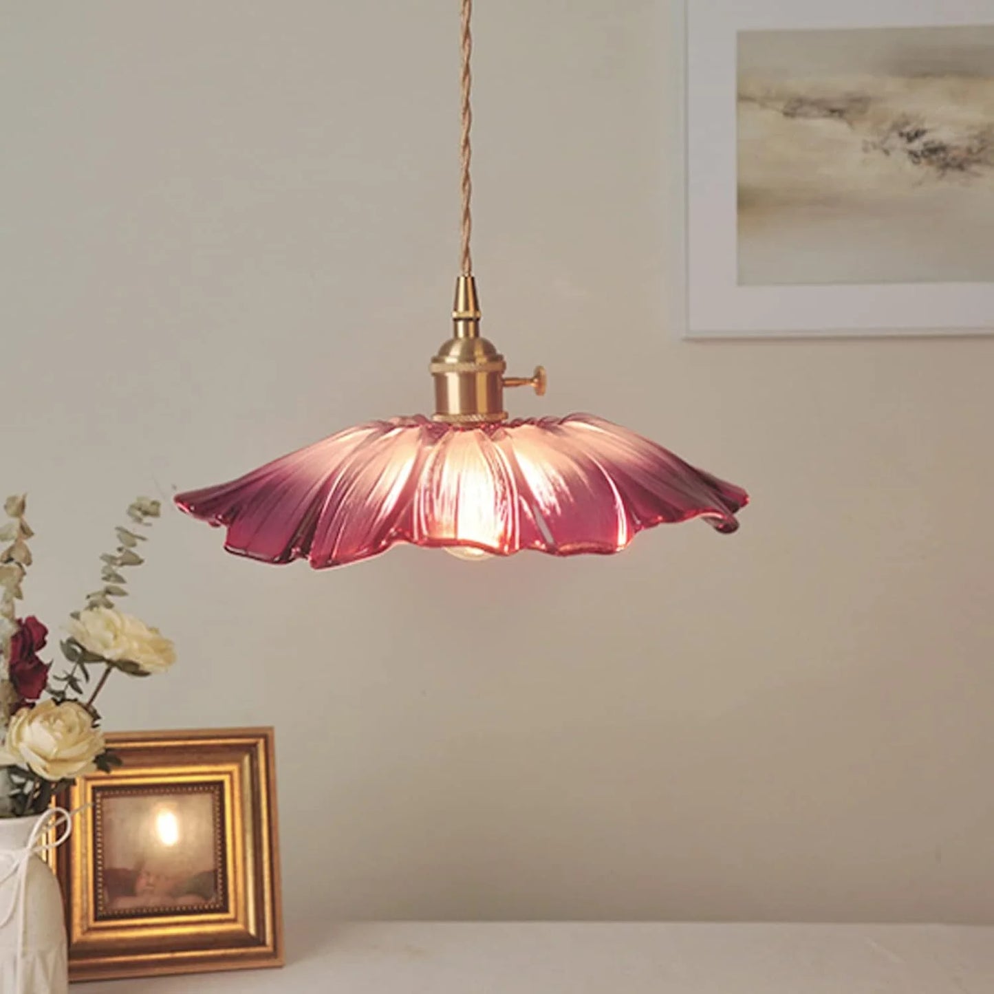 Retro Bloemvorm Glazen Hanglamp