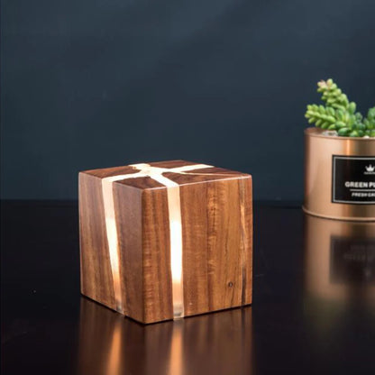 Uniek Art Hout Crackle Design Tafellamp